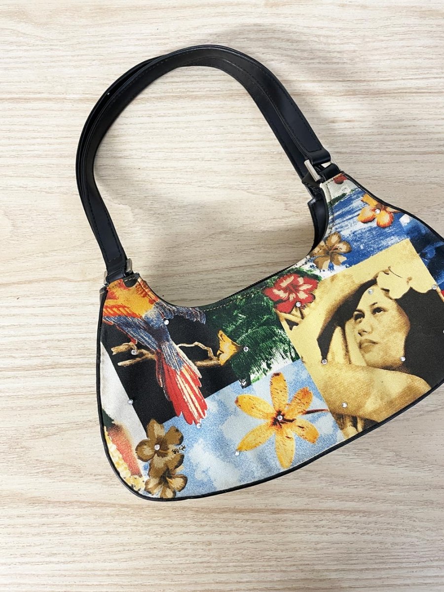 y2k tropical structured mini shoulder bag - good market thrift store