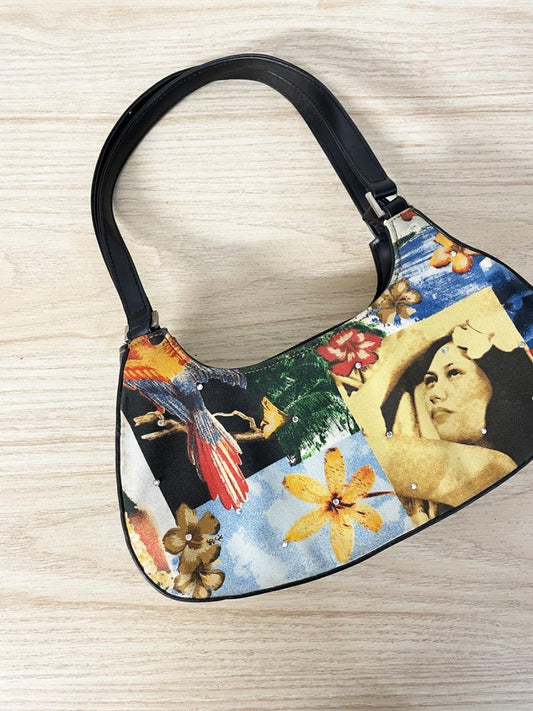 y2k tropical structured mini shoulder bag - good market thrift store