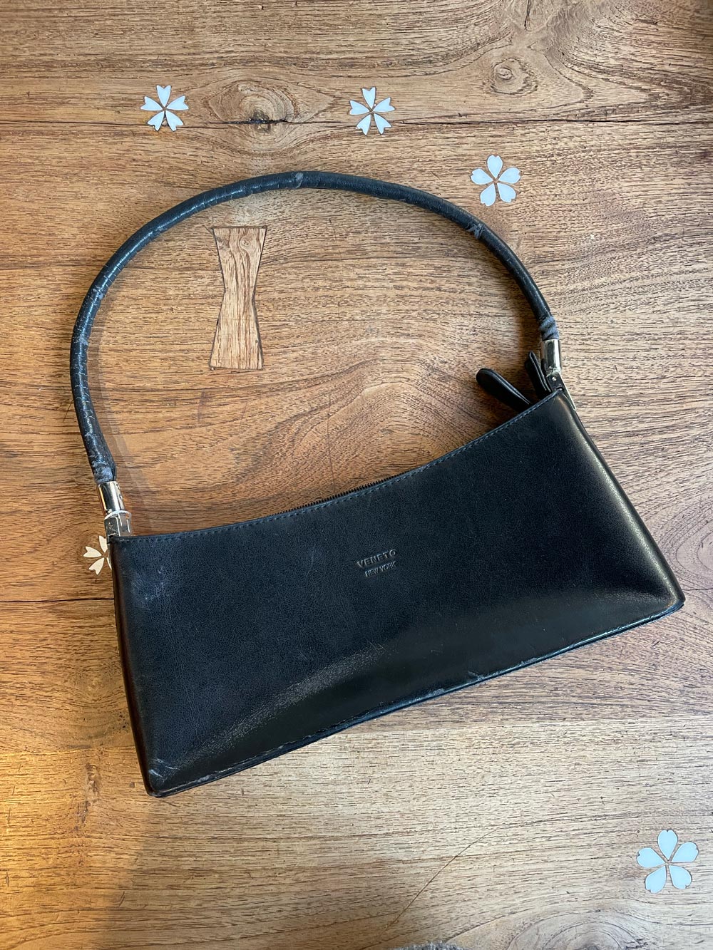 y2k veneto new york mini leather shoulder bag