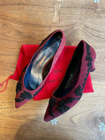 sacha london calma suede embellished day heel