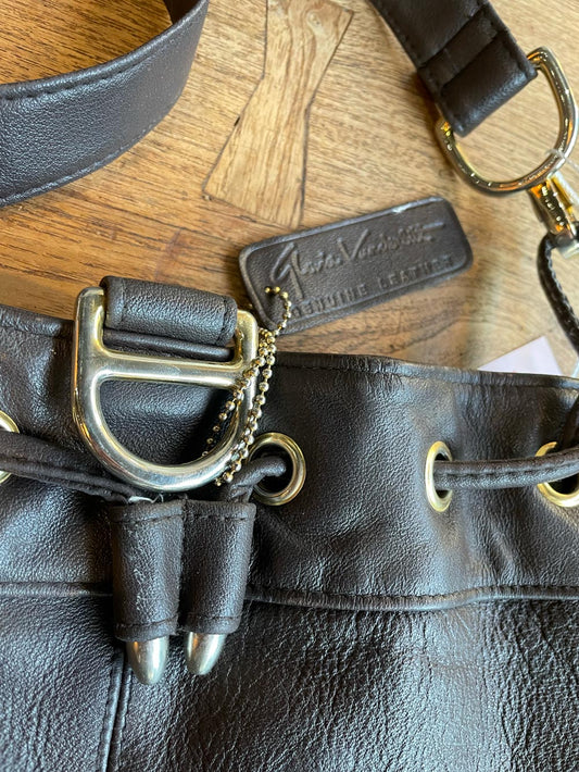 vintage 90s gloria vanderbilt leather bucket bag