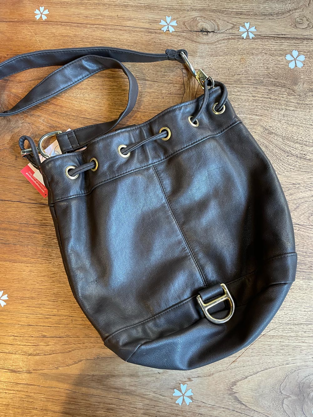 vintage 90s gloria vanderbilt leather bucket bag