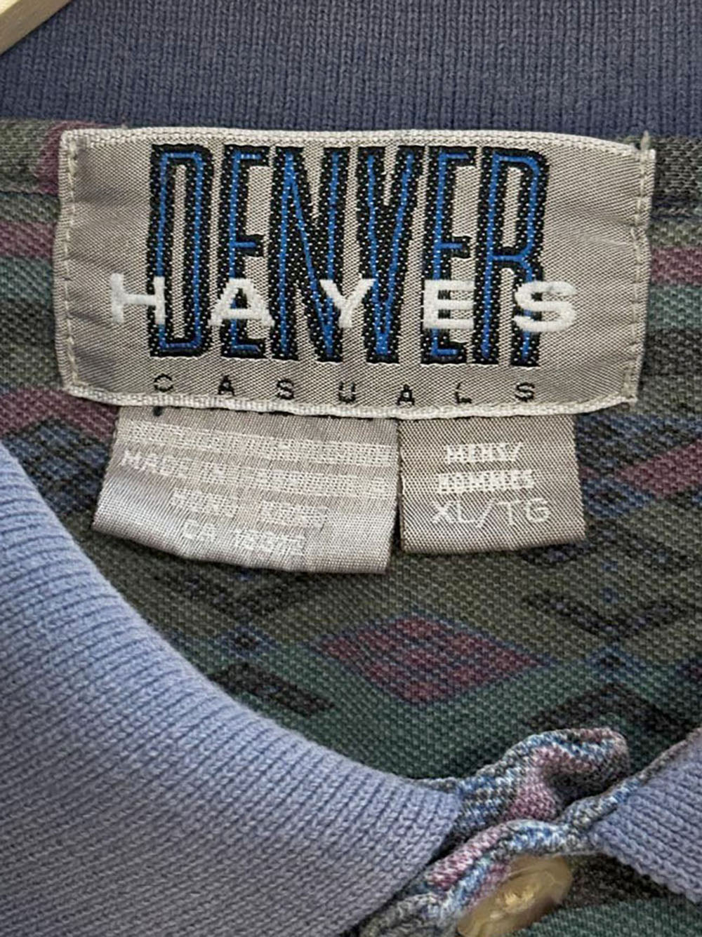 vintage 90s denver hayers striped pique polo shirt