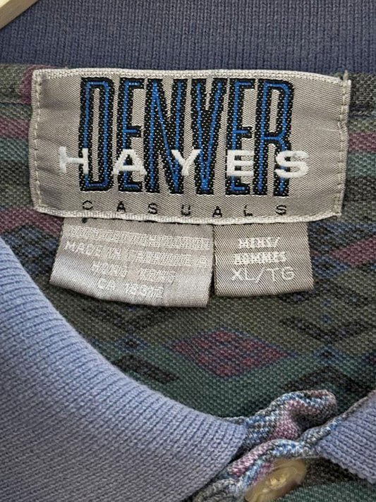 vintage 90s denver hayers striped pique polo shirt