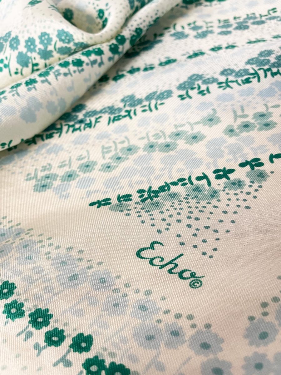 vintage echo 100% silk xl square scarf | hand - rolled edge - good market thrift store