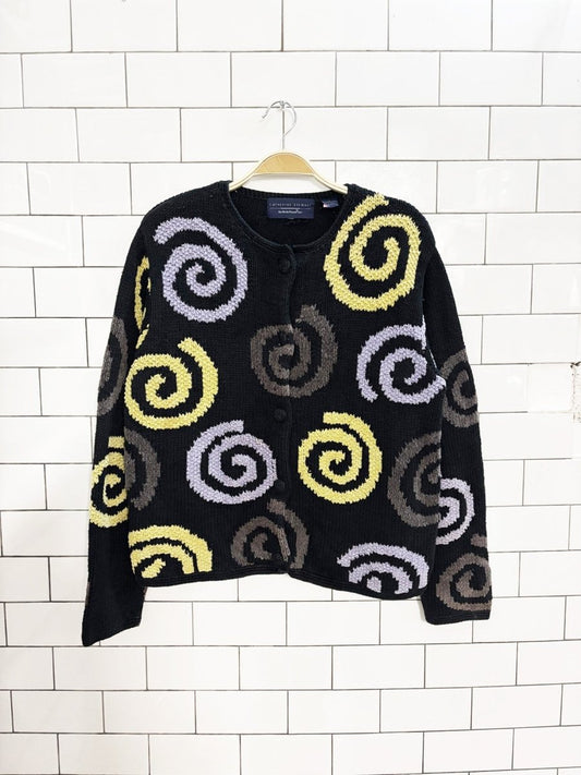 vintage 90s catherine stewart raime - cotton blend swirl cardigan | belle point - good market thrift store