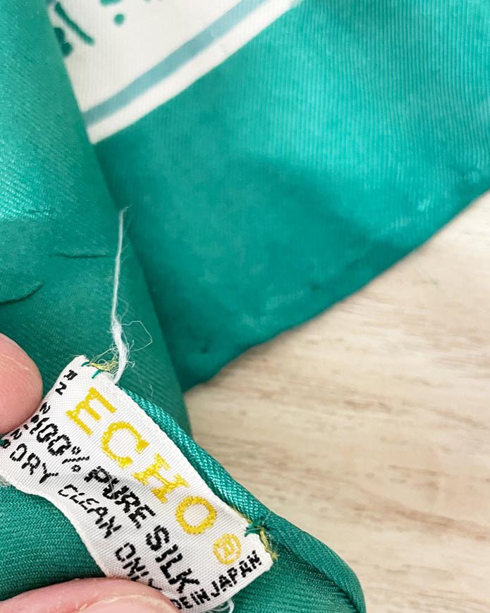 vintage echo 100% silk xl square scarf | hand - rolled edge - good market thrift store