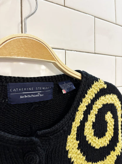 vintage 90s catherine stewart raime - cotton blend swirl cardigan | belle point - good market thrift store