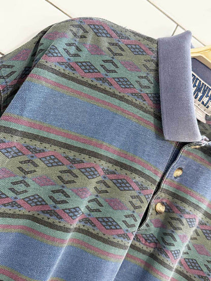 vintage 90s denver hayers striped pique polo shirt