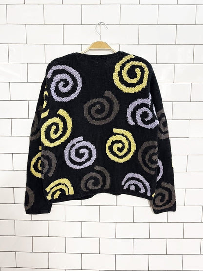 vintage 90s catherine stewart raime - cotton blend swirl cardigan | belle point - good market thrift store