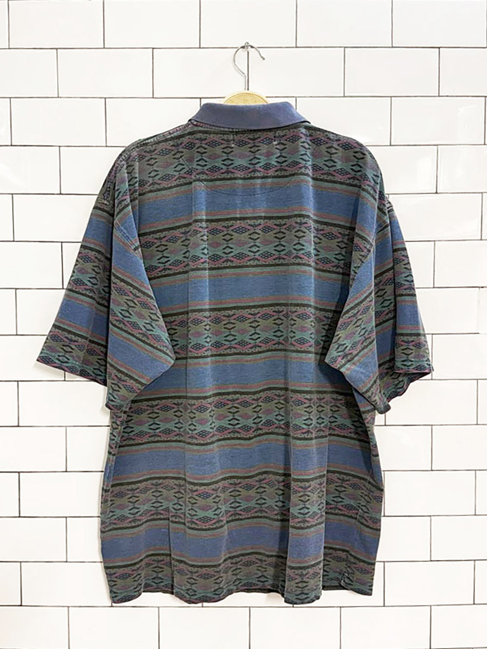 vintage 90s denver hayers striped pique polo shirt