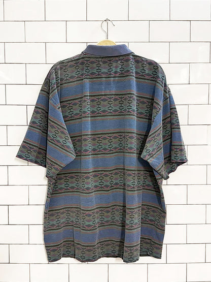 vintage 90s denver hayers striped pique polo shirt