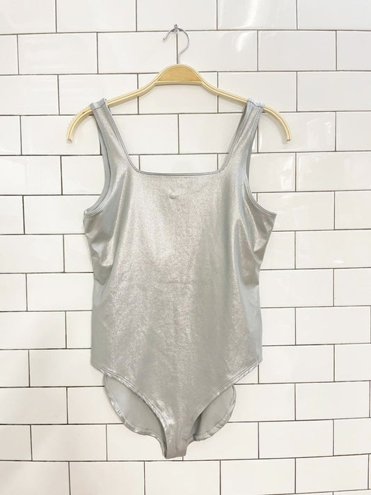 nike icon clash silver metallic training bodysuit - good market thrift store