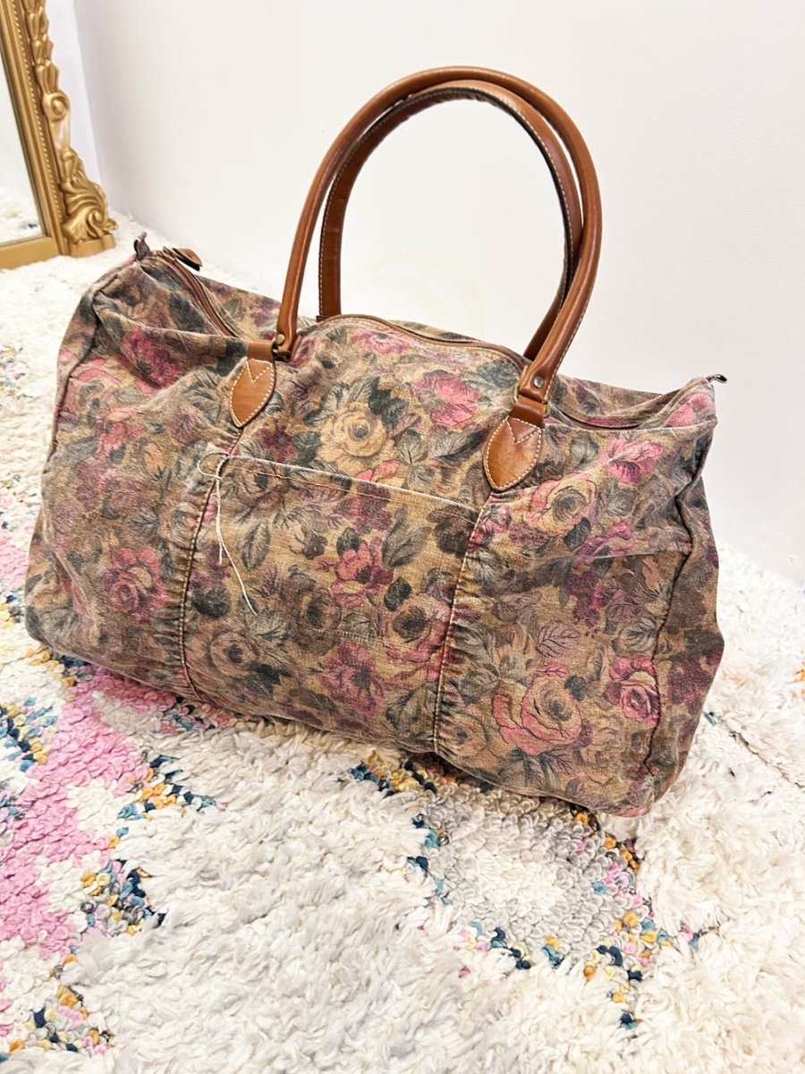 vintage 00s canvas floral travel bag - good market thrift store