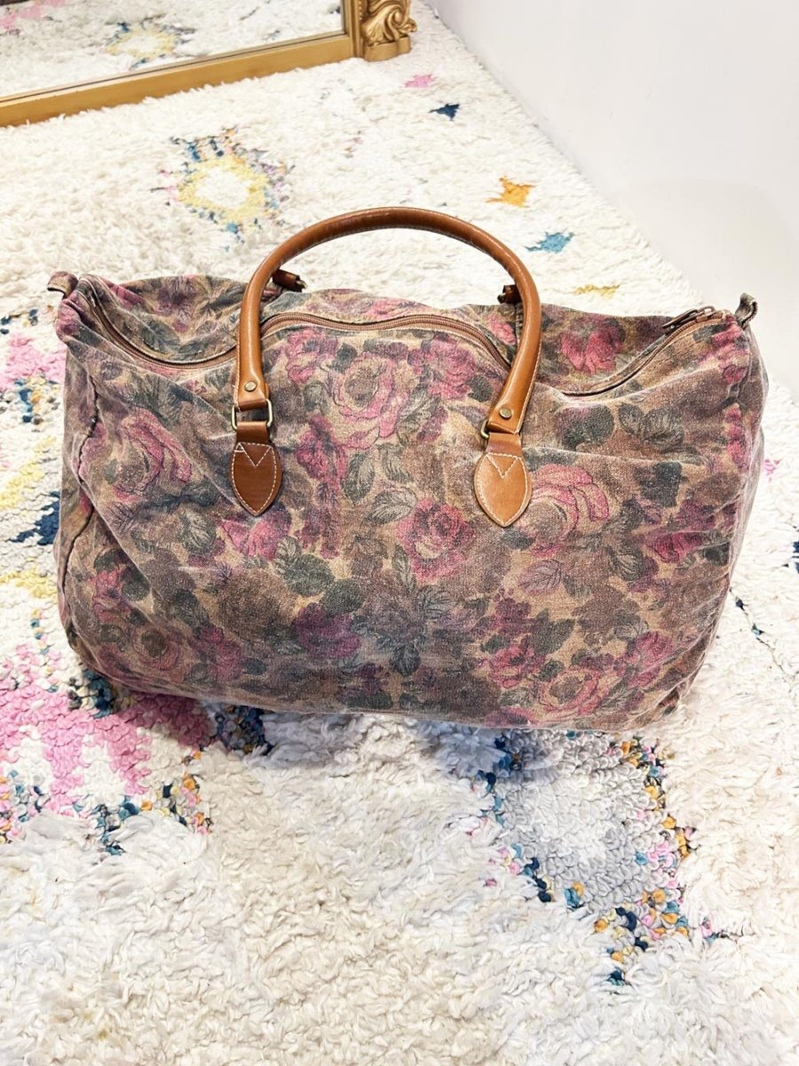 vintage 00s canvas floral travel bag - good market thrift store
