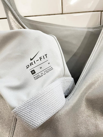 nike icon clash silver metallic training bodysuit - good market thrift store