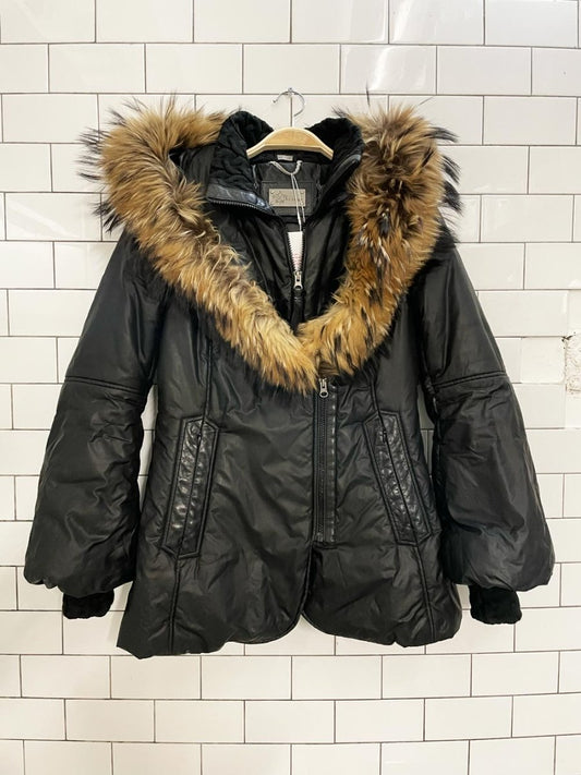 mackage down filled fur trim puffer parka - good market thrift store