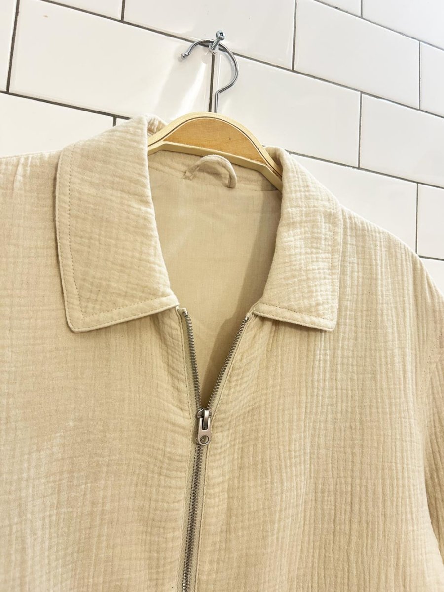 zara oversized gauze cotton zip up jacket - good market thrift store