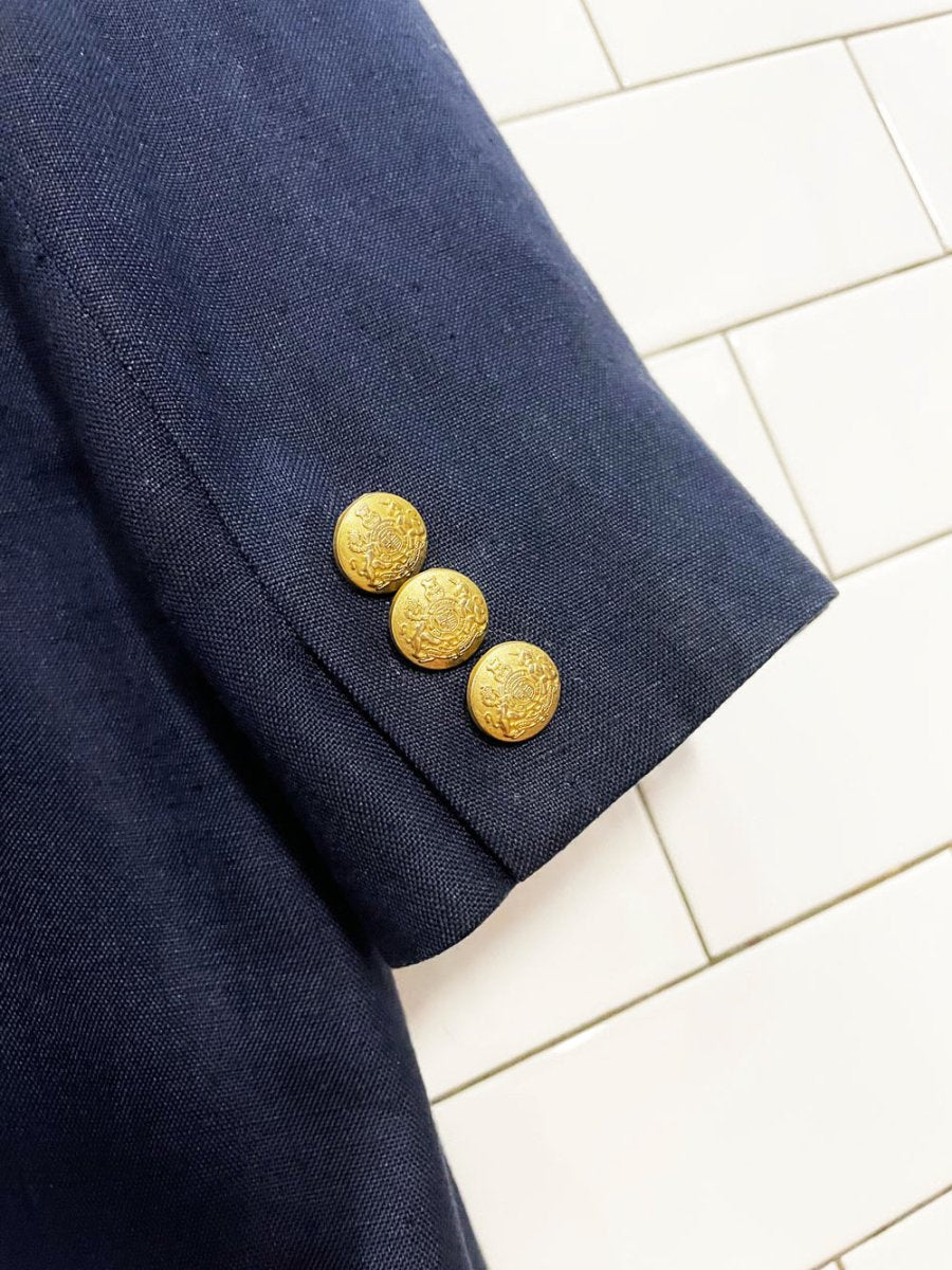 vintage 00s talbots linen - blend nautical button blazer | made in USA - good market thrift store
