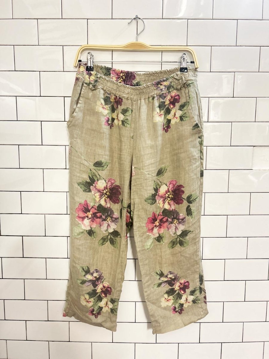 charlie b linen wide leg floral capris - good market thrift store
