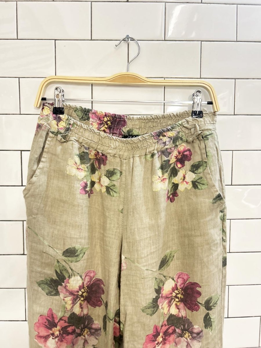 charlie b linen wide leg floral capris - good market thrift store