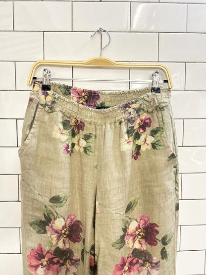 charlie b linen wide leg floral capris - good market thrift store