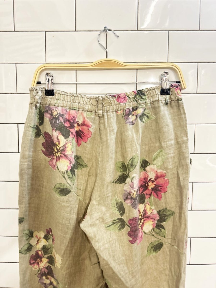 charlie b linen wide leg floral capris - good market thrift store