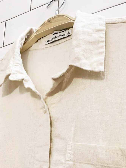 abercrombie linen-blend oversized boxy full button shirt