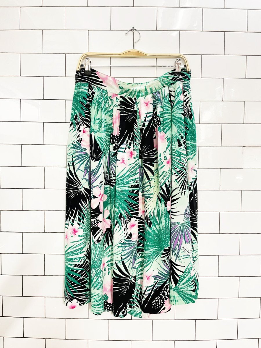 vintage tropical pleated midi skirt - good market thrift store