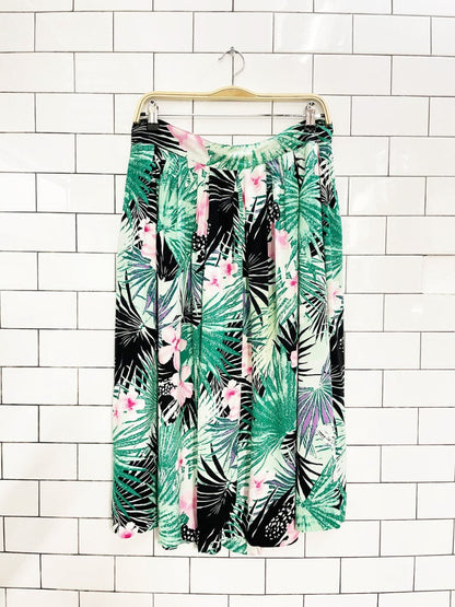 vintage tropical pleated midi skirt - good market thrift store