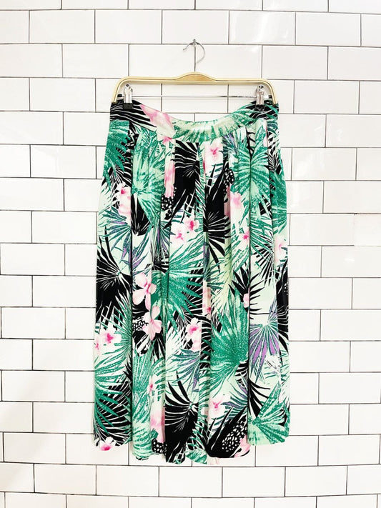 vintage tropical pleated midi skirt - good market thrift store