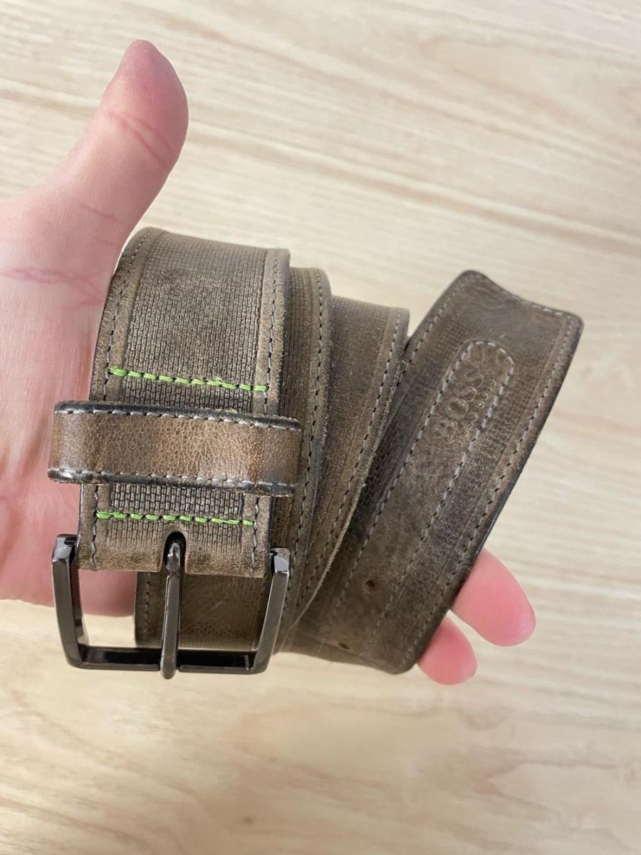 hugo boss tasio weathered leather belt - good market thrift store