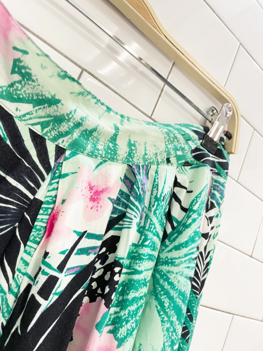 vintage tropical pleated midi skirt - good market thrift store