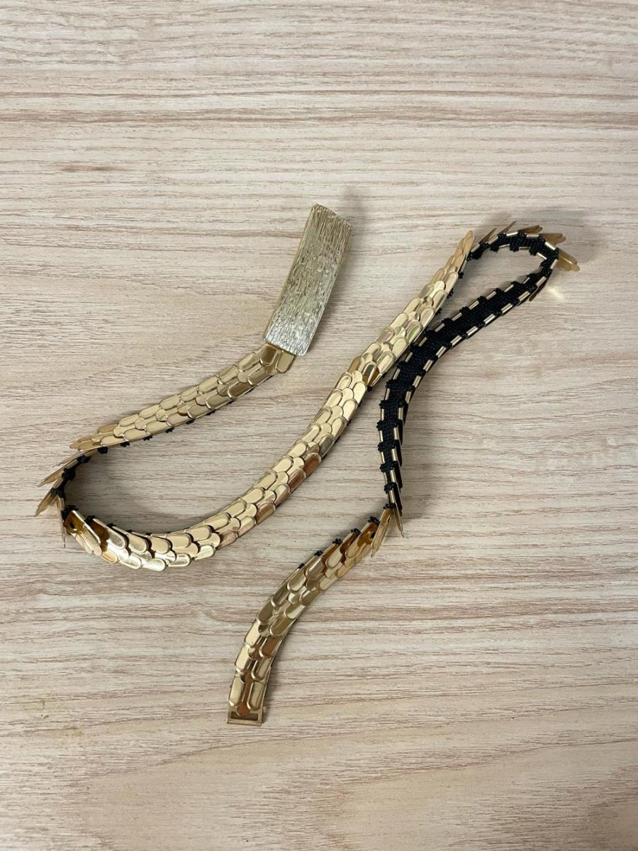 vintage gold 'snake' stretch dress belt - good market thrift store