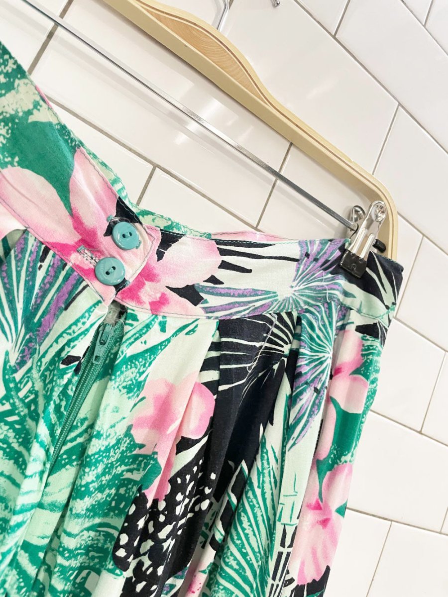 vintage tropical pleated midi skirt - good market thrift store
