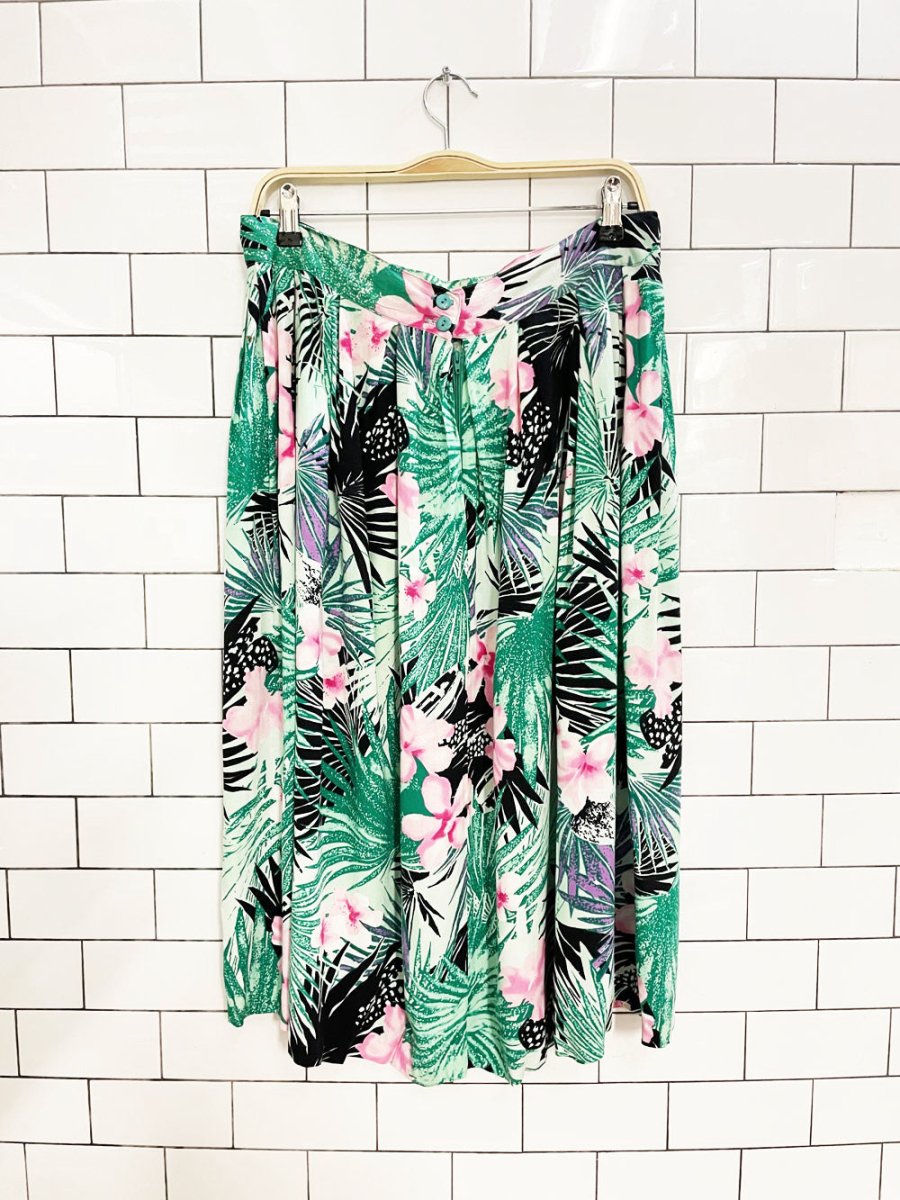 vintage tropical pleated midi skirt - good market thrift store