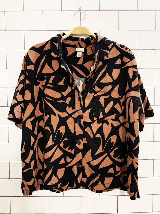 a new day linen-blend full button resort shirt