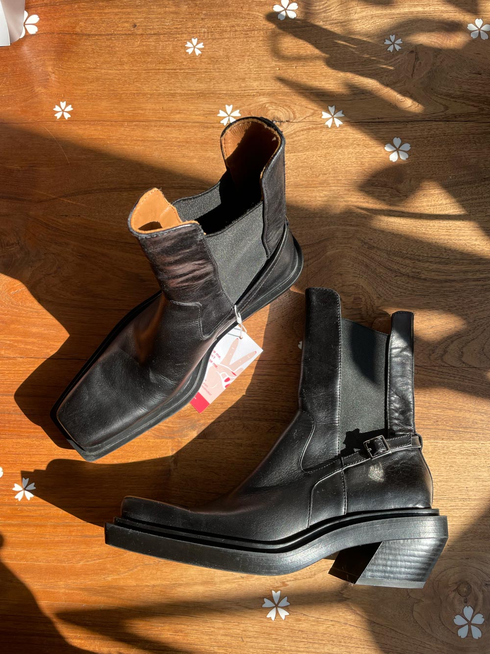 zara square toe leather western moto boots