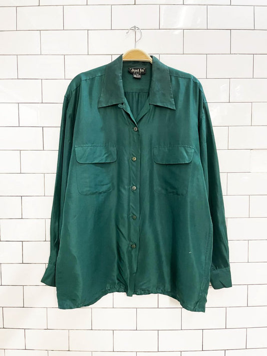 vintage just in 100% silk double pocket shirt - good market thrift store