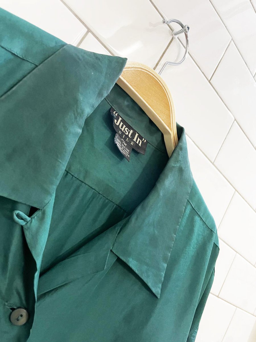 vintage just in 100% silk double pocket shirt - good market thrift store