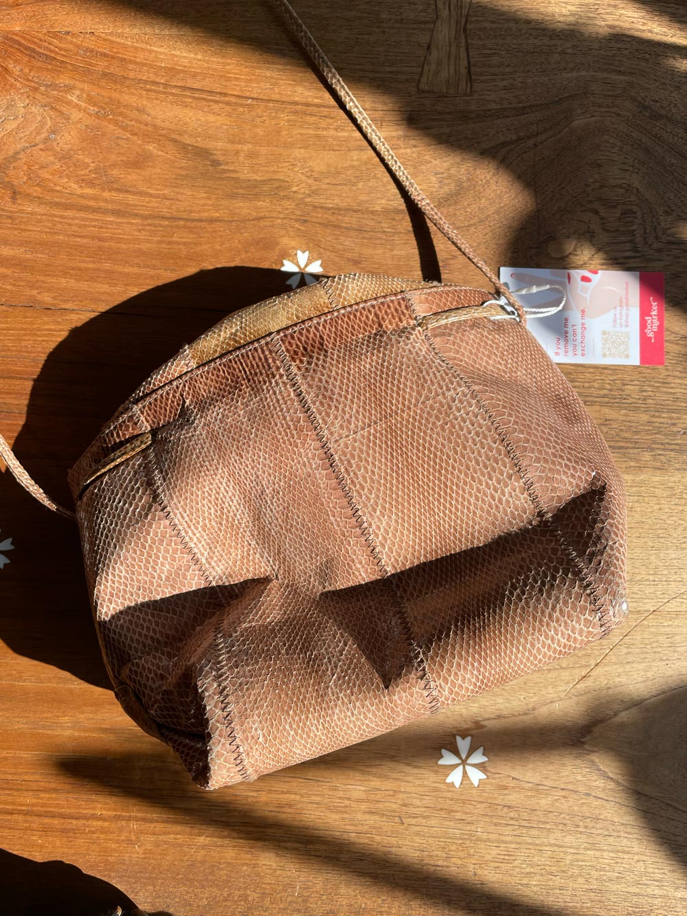 vintage snakeskin leather bow purse