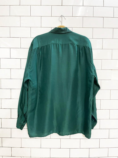 vintage just in 100% silk double pocket shirt - good market thrift store