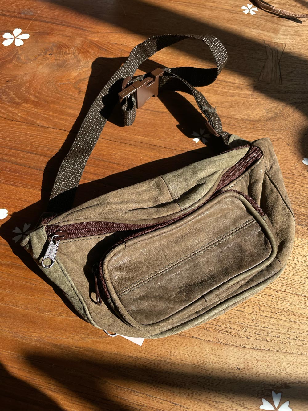 vintage brown nubuck leather belt bag