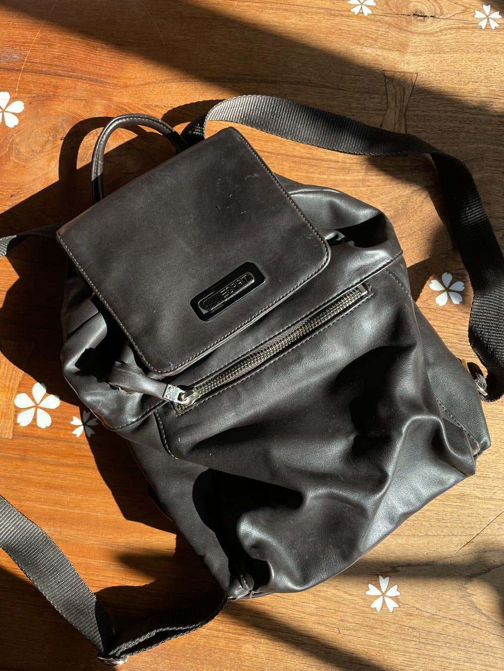 vintage 90s esprit faux leather backpack