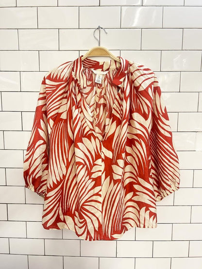 h&m tropical balloon sleeve blouse - good market thrift store