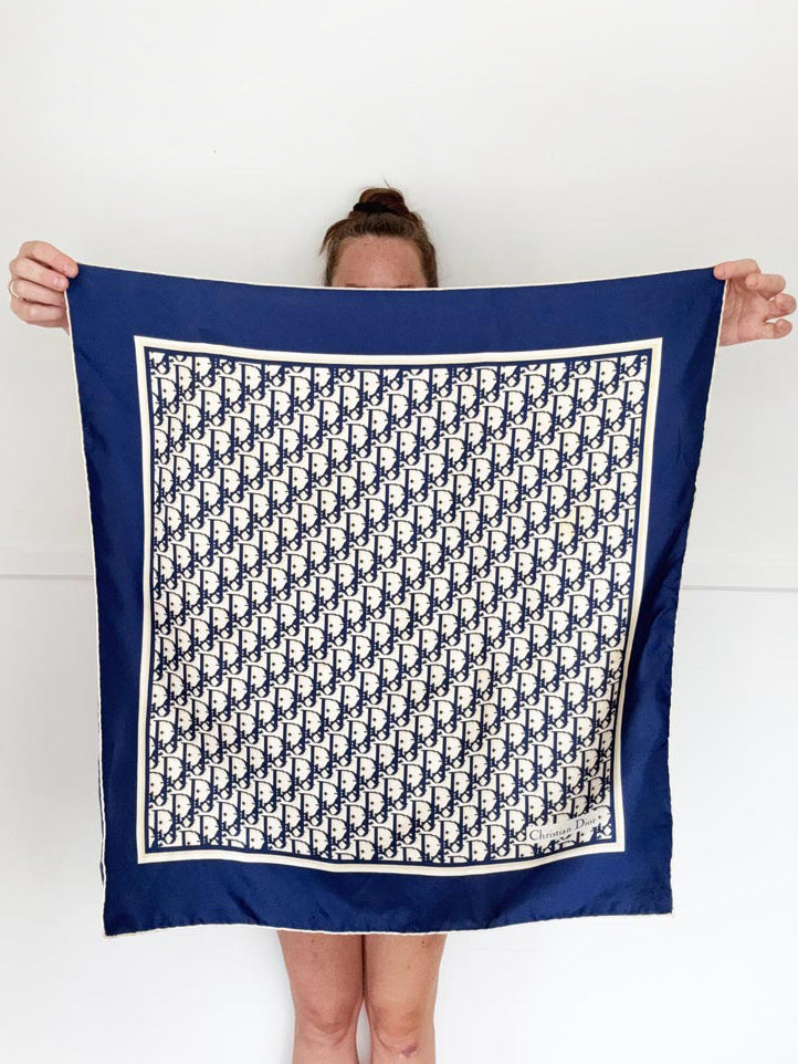 vintage christian dior monogram silk scarf | hand-rolled edge