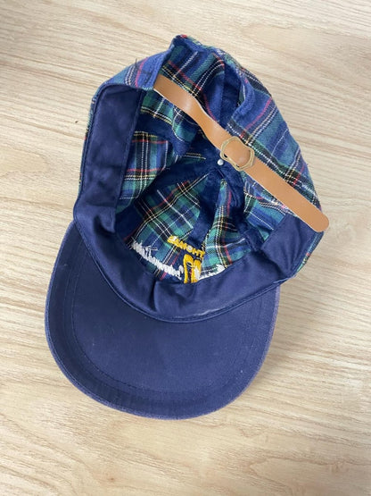 vintage 90s curling plaid cap w suede brim - good market thrift store
