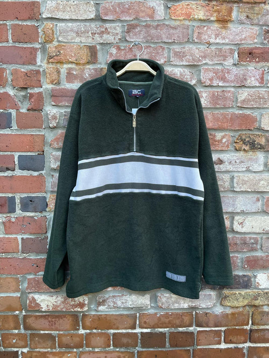y2k bc clothing knit stripe fleece 1/4 zip