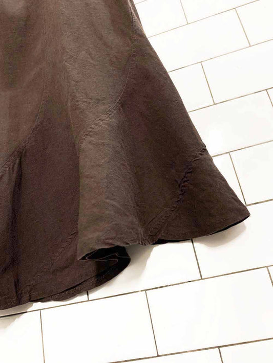 y2k chapter one linen-blend tulip hem midi skirt