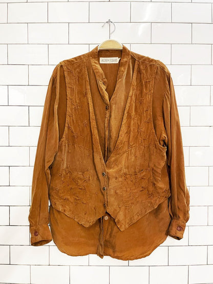 vintage 90s action wear USA embroidered vest oversized shirt - good market thrift store